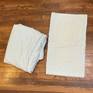 Gingham light blue pottery barn duvet and standard sham
